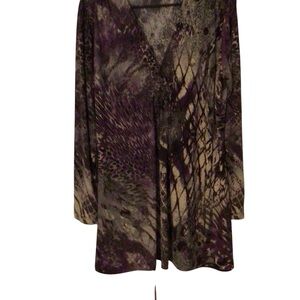 Purple and Cream Women's Top Size L
